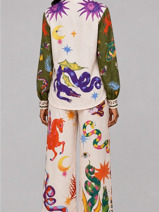 Other - Whimsical Celestial Snake Print Two-Piece Set